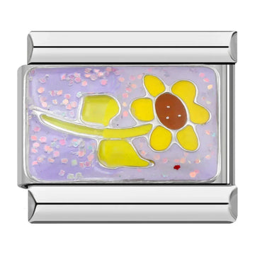 Sunflower v1 Italian Silver Charm