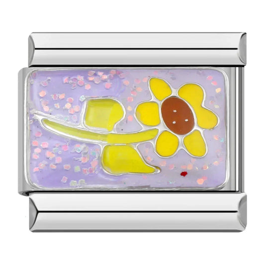Sunflower v1 Italian Silver Charm