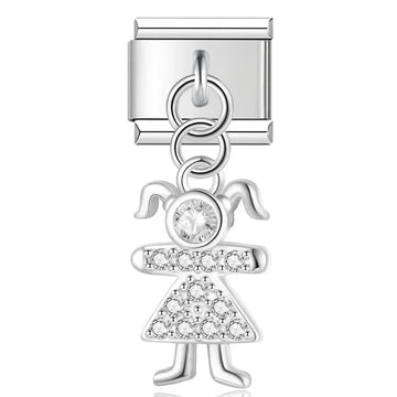 Crystal Girl v2 Italian Dangle Sliver Charm