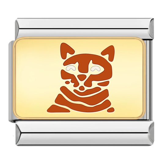 Orange Cat Italian Silver Charm