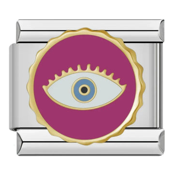 Pink Eye Italian Silver Charm