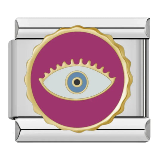 Pink Eye Italian Silver Charm