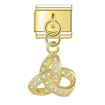 Crystal Knot Italian Dangle Gold Charm