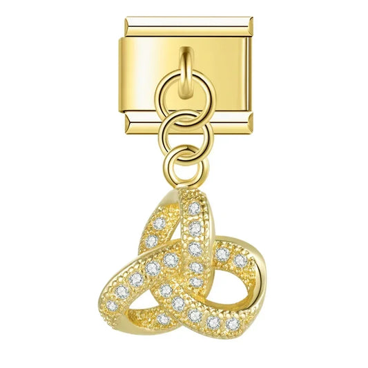 Crystal Knot Italian Dangle Gold Charm