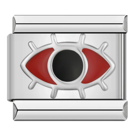 Red Evil Eye Italian Silver Charm