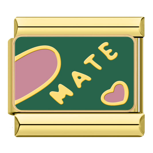 Mate Hearts Green Italian Gold Charm