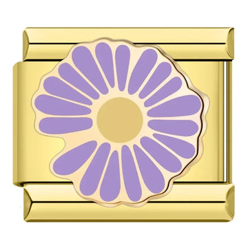 Purple Daisy Italian Gold Charm