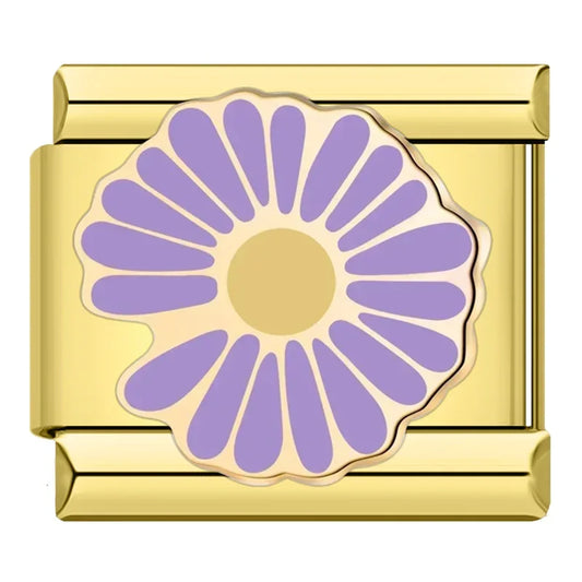 Purple Daisy Italian Gold Charm