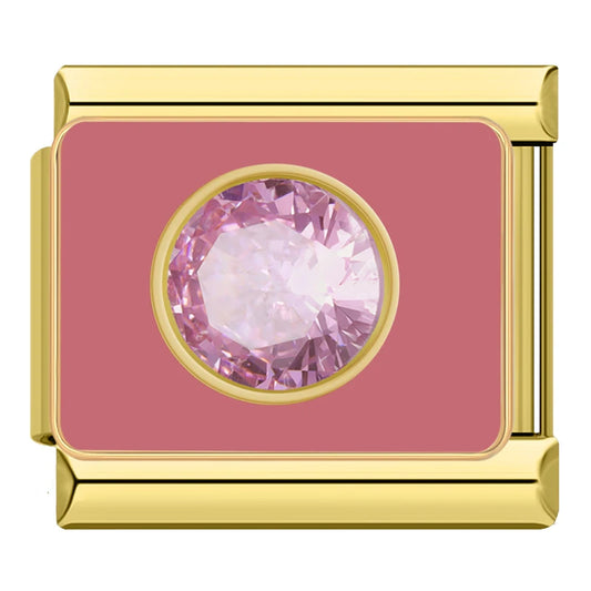 Round Pink Eternal Italian Gold Charm