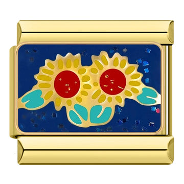 Sunflowers Italian Gold Charm