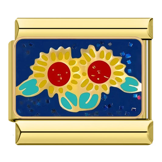 Sunflowers Italian Gold Charm