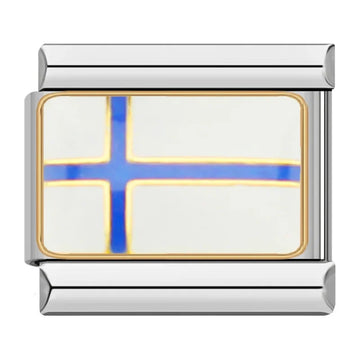 Finland Country Flag Italian Silver Charm