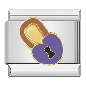Purple Padlock Italian Silver Charm