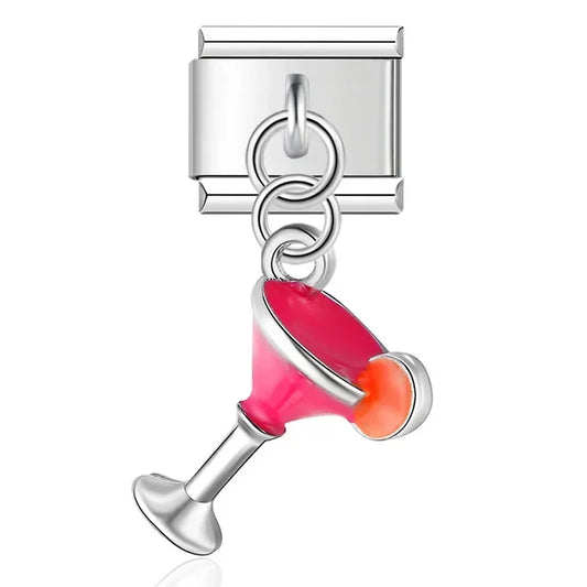 Cocktail Italian Dangle Silver Charm