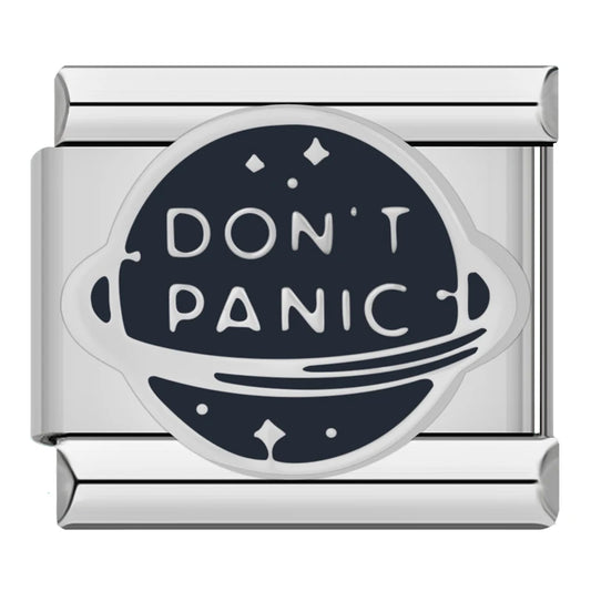 Don't Panic Italian Silver Charm