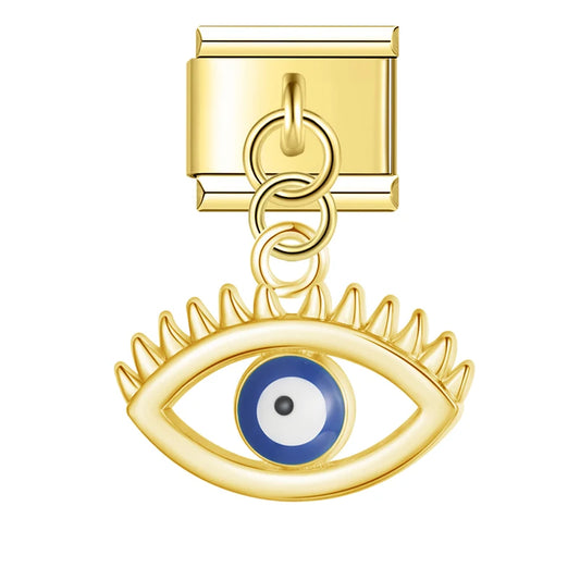 Evil Eye v7 Italian Dangle Gold Charm