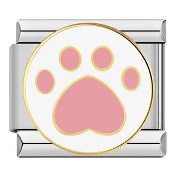 Pink Paw Print Italian Silver Charm