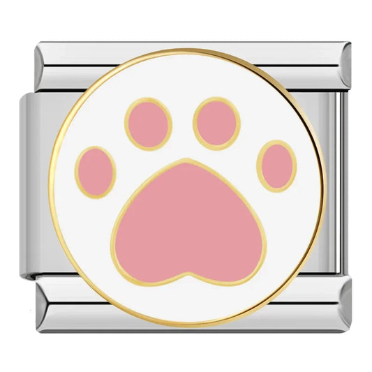 Pink Paw Print Italian Silver Charm
