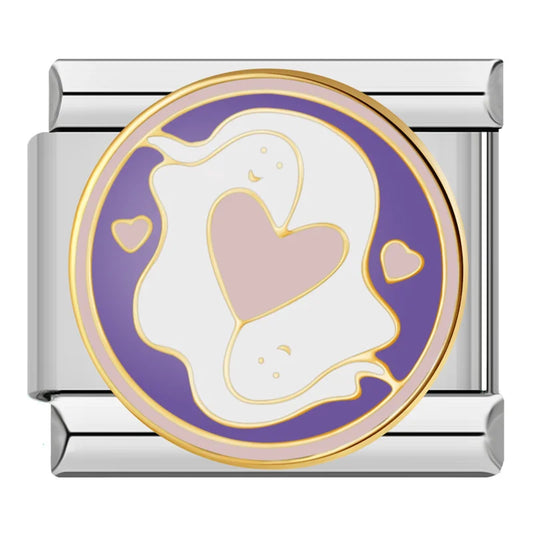 Ghosts And Heart Italian Silver Charm
