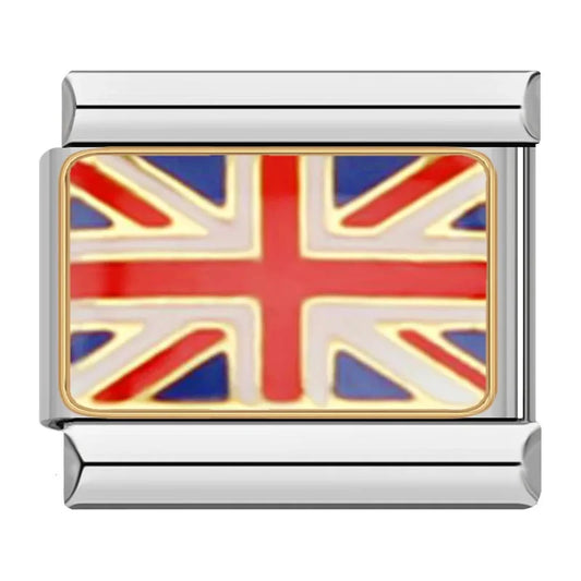 United Kingdom Country Flag Italian Silver Charm