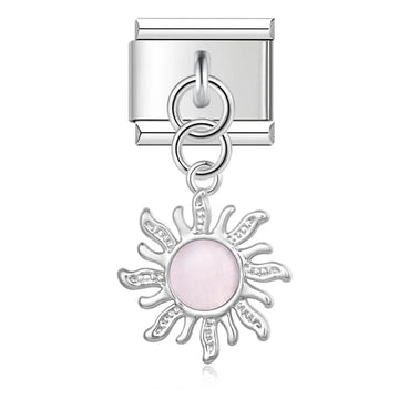 Pink Sun Dangle Italian Dangle Silver Charm