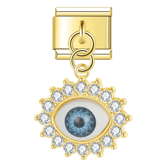 Evil Eye v17 Italian Dangle Gold Charm