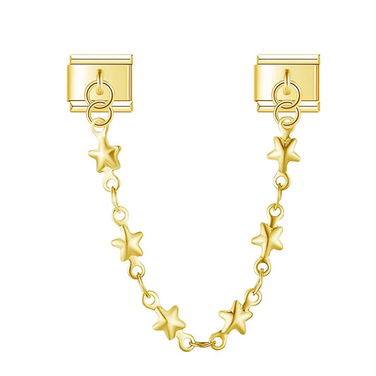 Star Safety Chain Italian Dangle Gold Charm