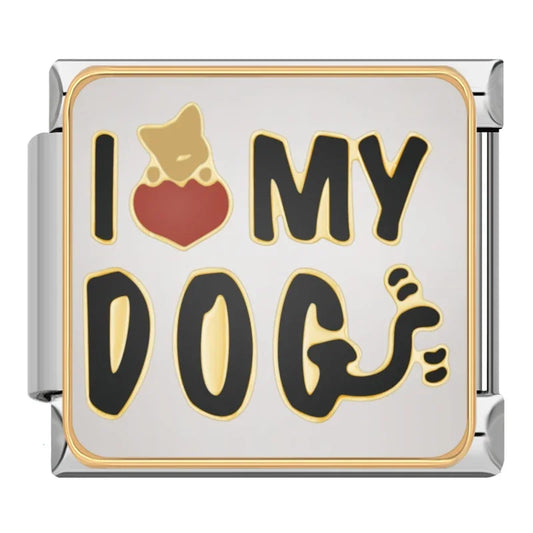 I Love My Dog Italian Silver Charm