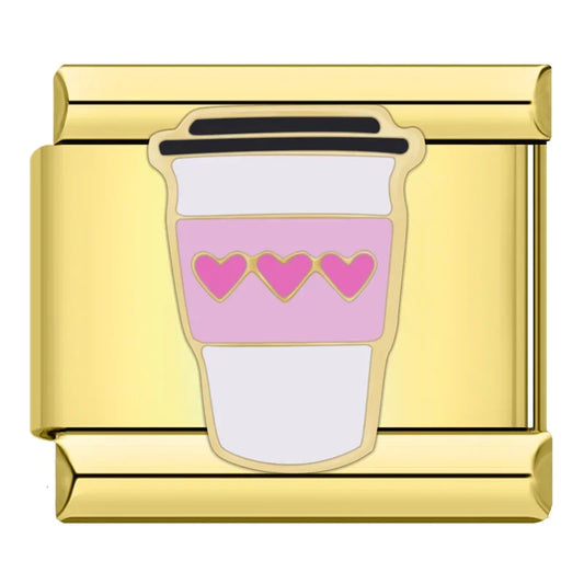 Coffee cup with Heart Italian Gold Charm