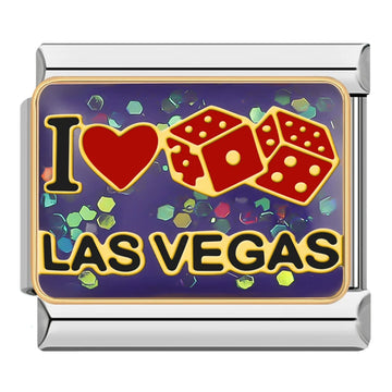 I Love Las Vegas Italian Gold Charm
