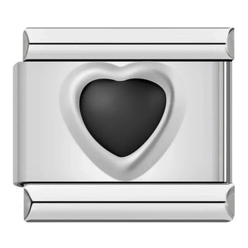 Black Heart Italian Silver Charm
