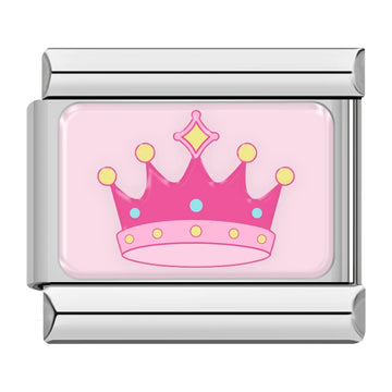 Pink Crown Italian Silver Charm