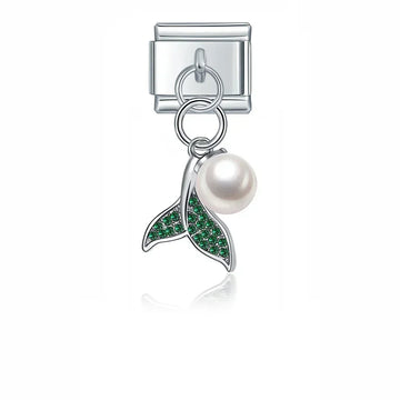 Green Mermaid Pendant Italian Dangle Silver Charm