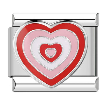 Pink Heart v2 Italian Silver Charm