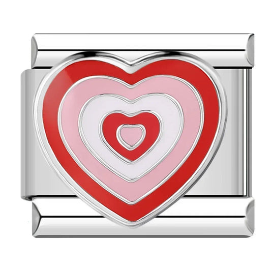 Pink Heart v2 Italian Silver Charm
