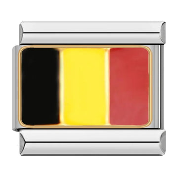 Belgium Country Flag Italian Silver Charm