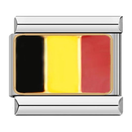 Belgium Country Flag Italian Silver Charm