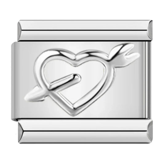 Heart With Arrow Italian Silver Charm