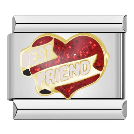 Best Friend Heart Italian Silver Charm