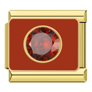 Round Red Eternal Italian Gold Charm