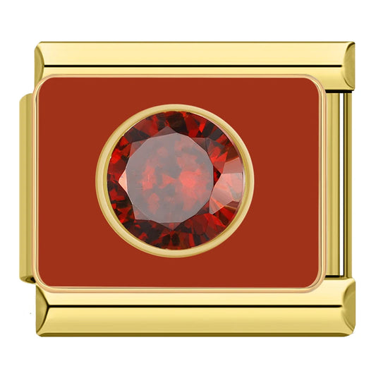 Round Red Eternal Italian Gold Charm