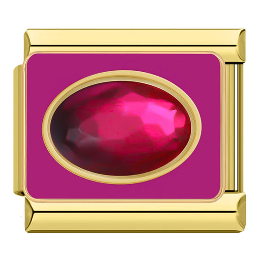 Oval Pink Eternal Italian Gold Charm