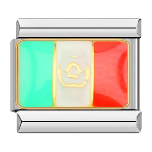Mexico Country Flag Italian Silver Charm