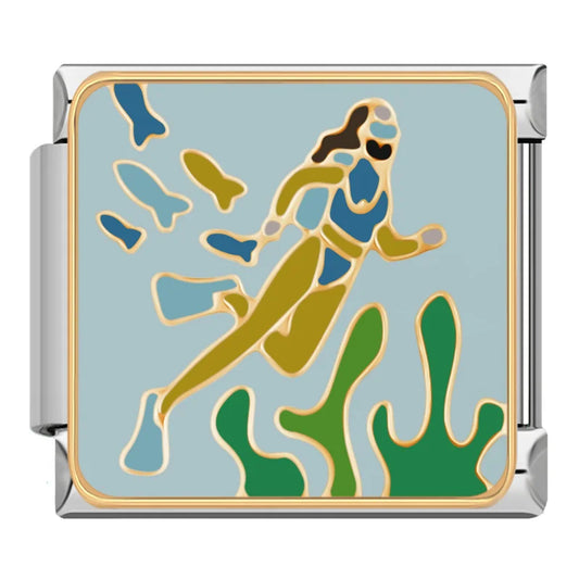 Scuba Diver Italian Silver Charm