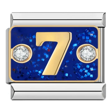 Lucky Gold Number Seven Italian Silver Charm