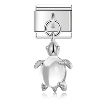 White Turtle Italian Dangle Silver Charm
