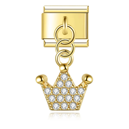 Gold Crown Italian Dangle Gold Charm