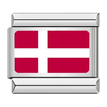 Denmark Country Flag Italian Silver Charm