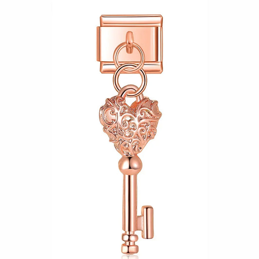 Key Italian Dangle Silver Charm