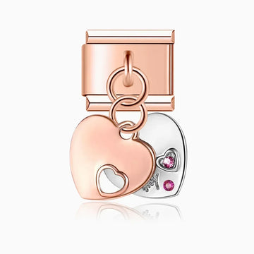 Couple Heart Italian Dangle Silver Charm